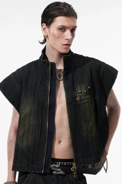 Washed Sleeveless Denim Vest