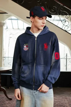 Washed Vintage Zip-Up Hoodie