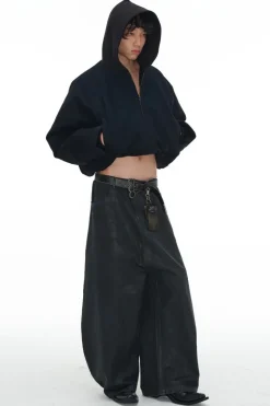 Wax Coated Baggy Jeans