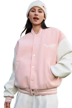 White Lace Floral Embroidered Baseball Jacket