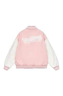 White Lace Floral Embroidered Baseball Jacket