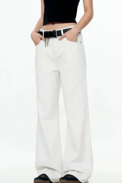 White Straight-Leg Jeans