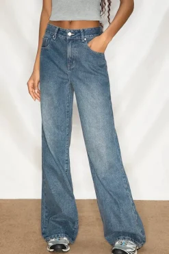 Wide-Leg Vintage Denim Pants