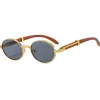 Wooden Frame Oval Sunglasses