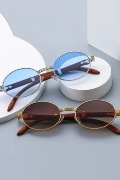 Wooden Frame Oval Sunglasses