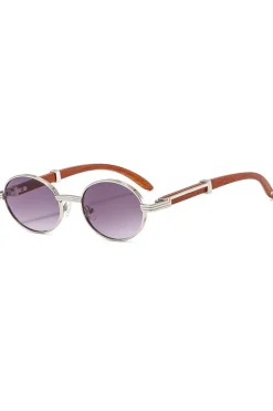 Wooden Frame Oval Sunglasses
