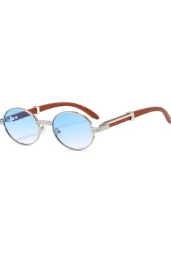 Wooden Frame Oval Sunglasses