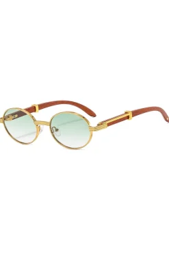 Wooden Frame Oval Sunglasses