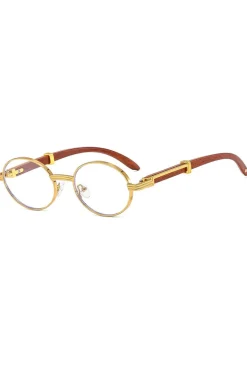 Wooden Frame Oval Sunglasses