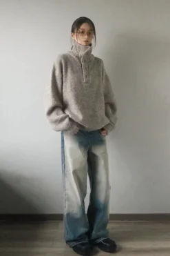 Wool Blend Button Sweater