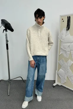 Wool Blend Button Sweater