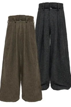 Wool Pleated Origami Pants