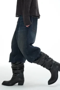 Wrinkled Leather Knight Boots