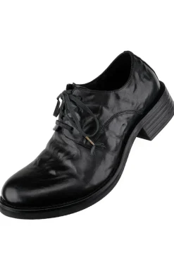 Wrinkled Leather Pointed Derby Shoes